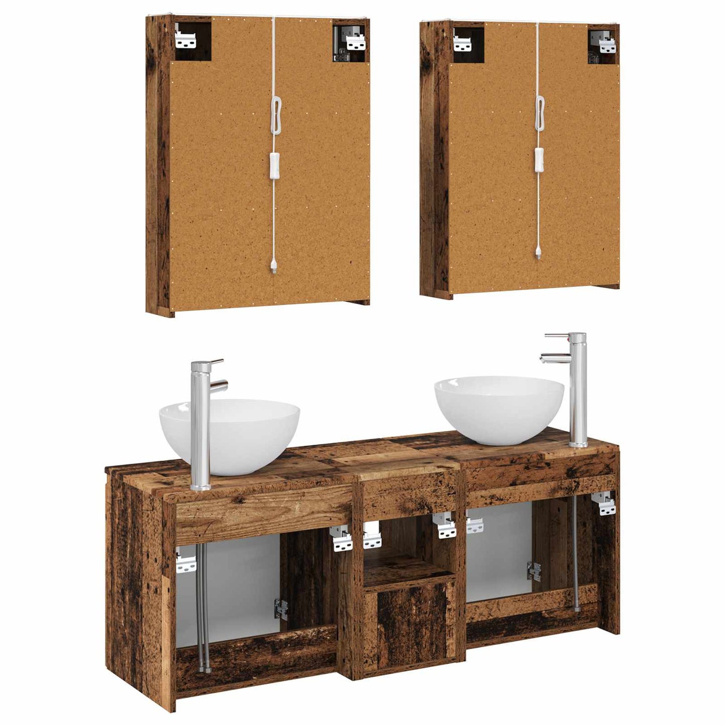 vidaXL Bathroom Cabinet Set 5 pcs Old Wood 53 x 15.5 x 70 cm