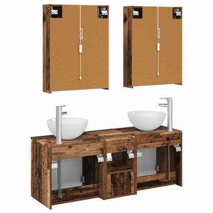 vidaXL Bathroom Cabinet Set 5 pcs Old Wood 53 x 15.5 x 70 cm