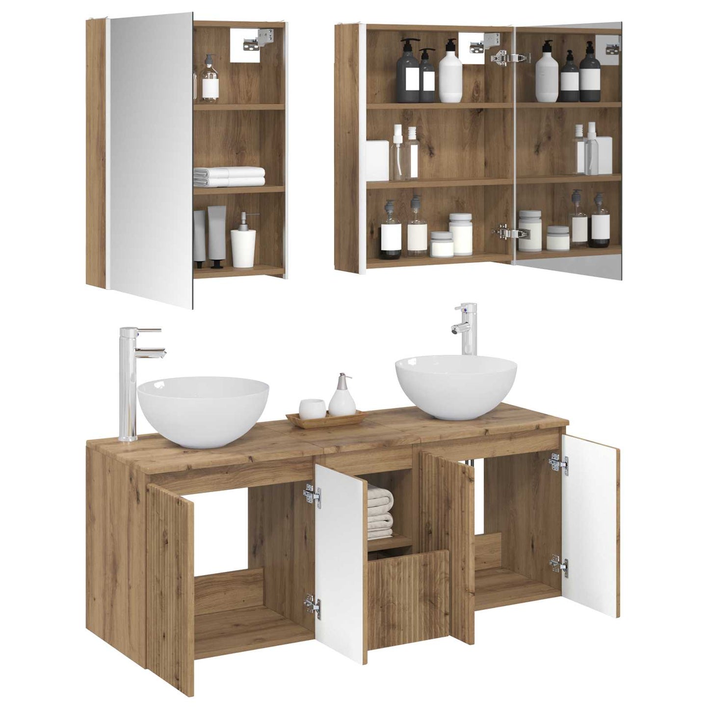 vidaXL Bathroom Cabinet Set 5 pcs Artisan Oak 53 x 15.5 x 70 cm
