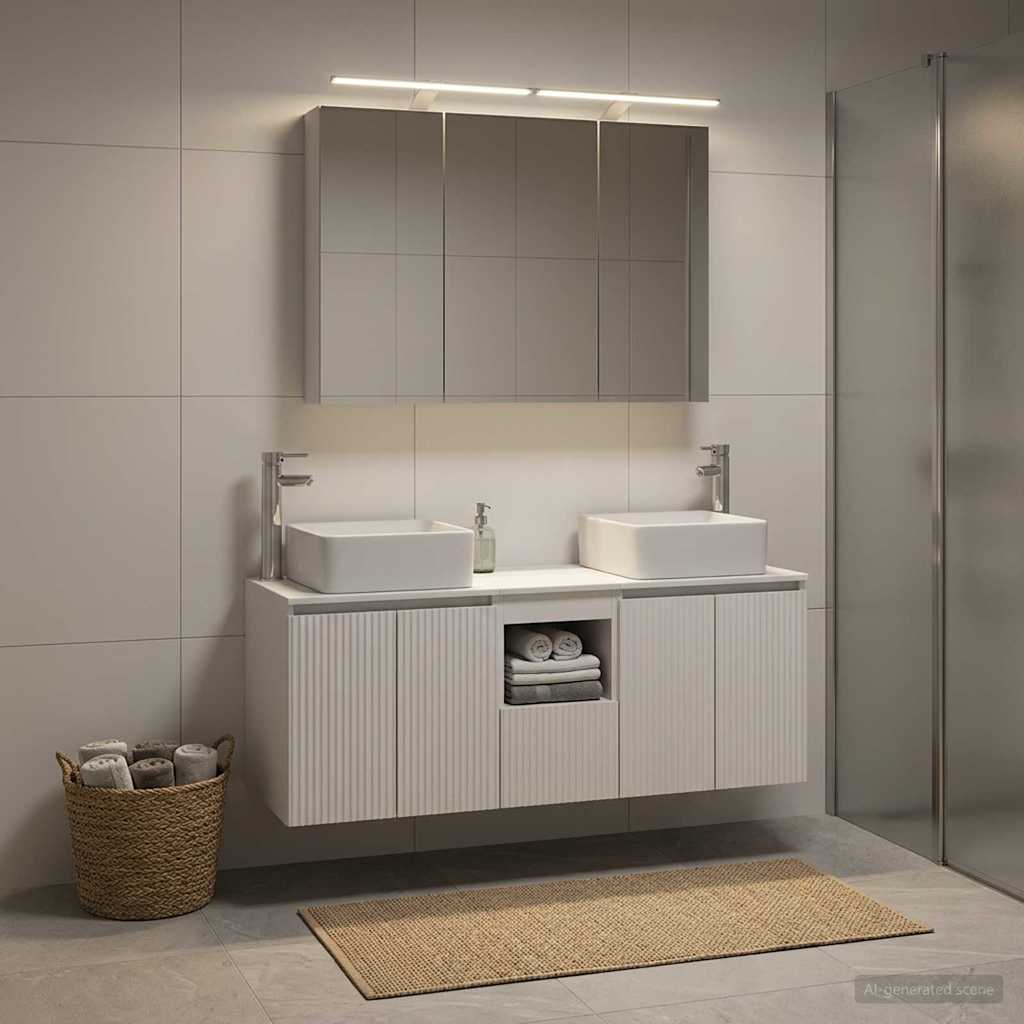 vidaXL Bathroom Cabinet Set 4 pcs White Engineered Wood