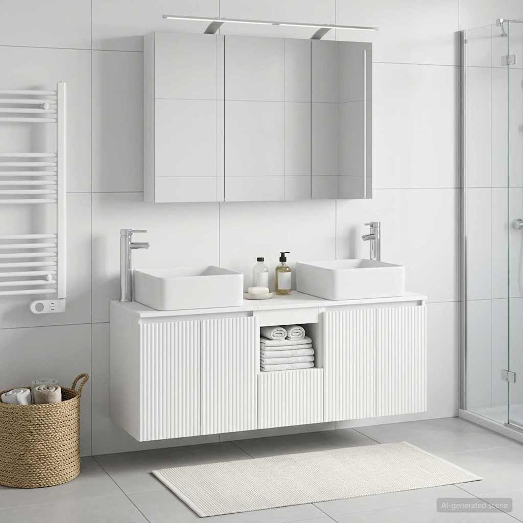 vidaXL Bathroom Cabinet Set 4 pcs White Engineered Wood