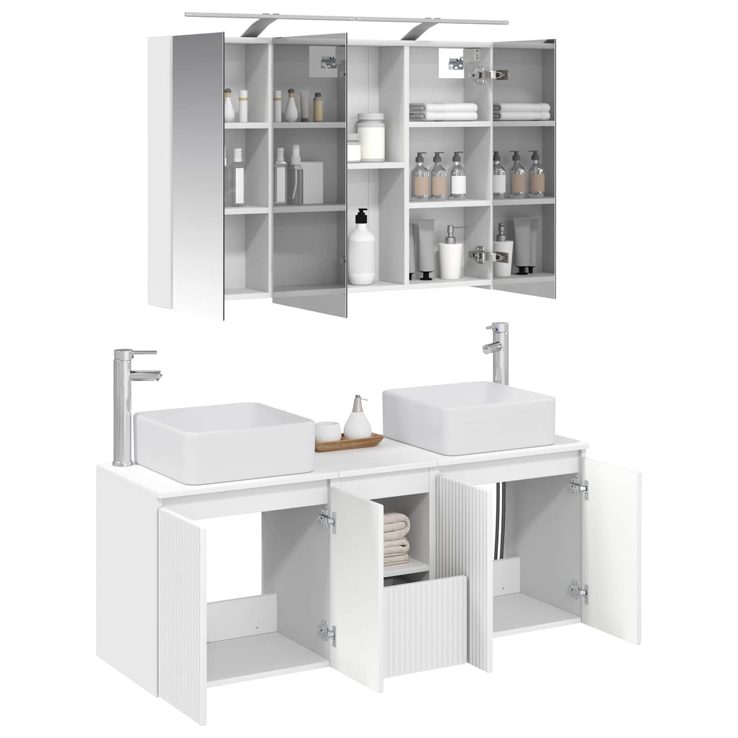 vidaXL Bathroom Cabinet Set 4 pcs White 100 x 14.5 x 70 cm
