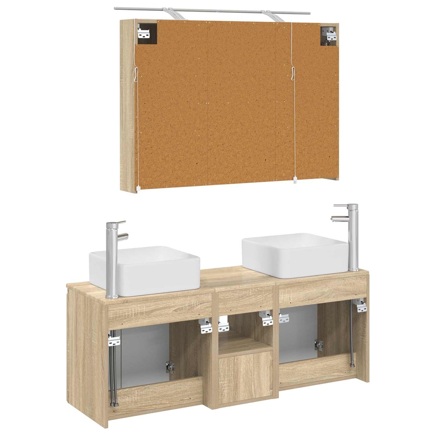 vidaXL Bathroom Cabinet Set 4 pcs Sonoma Oak 100 x 14.5 x 70 cm