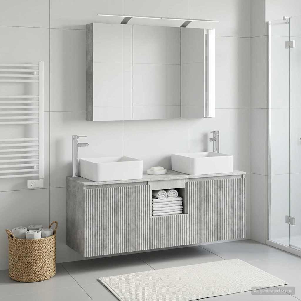 vidaXL Bathroom Cabinet Set 4 pcs Concrete Grey Engineered Wood