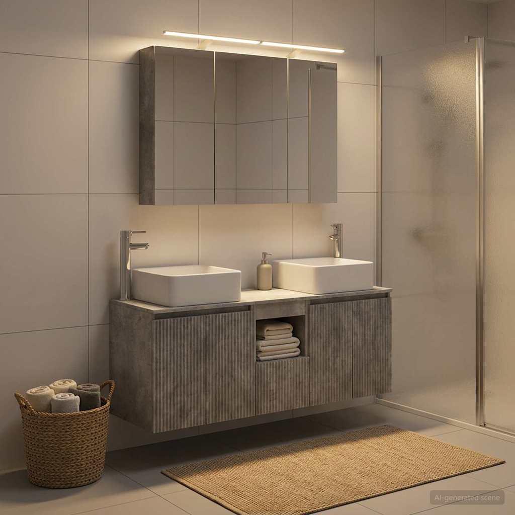 vidaXL Bathroom Cabinet Set 4 pcs Concrete Grey Engineered Wood