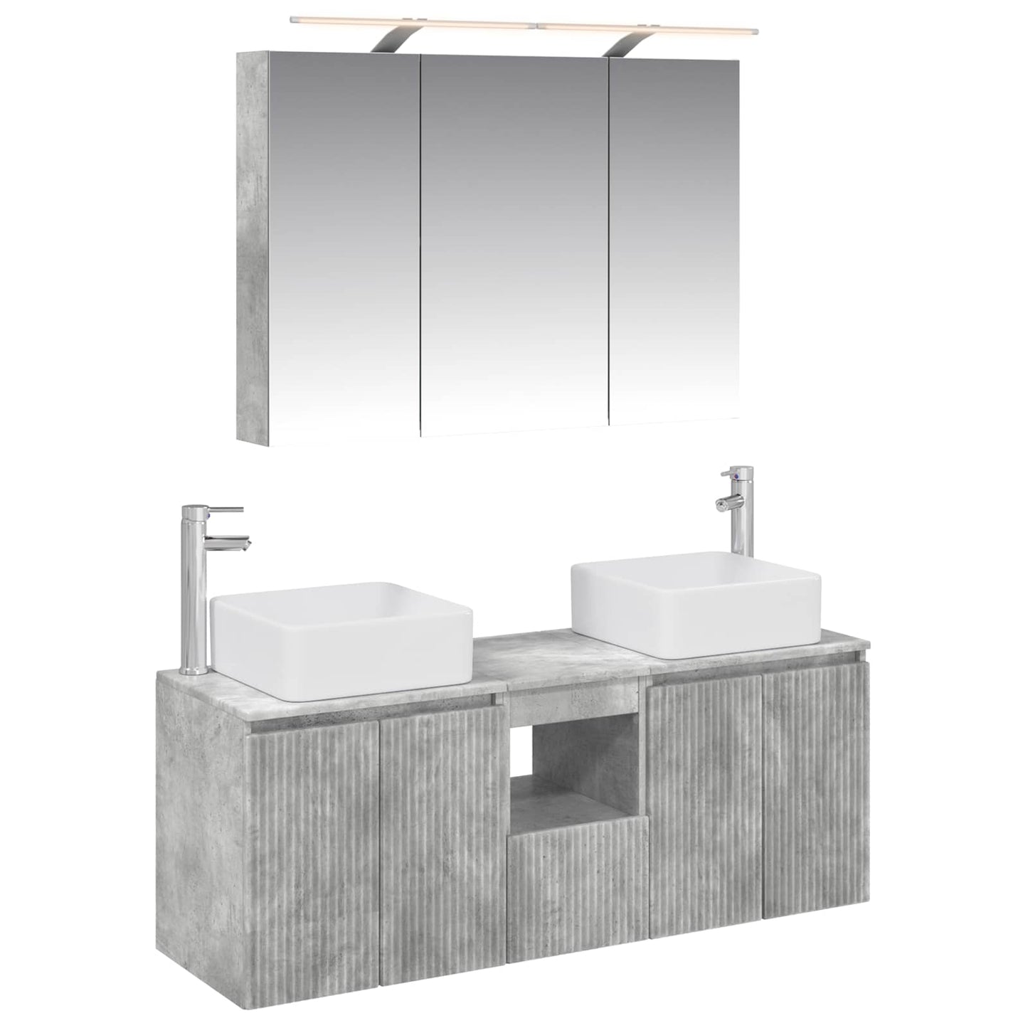 vidaXL Bathroom Cabinet Set 4 pcs Concrete Grey 100 x 14.5 x 70 cm