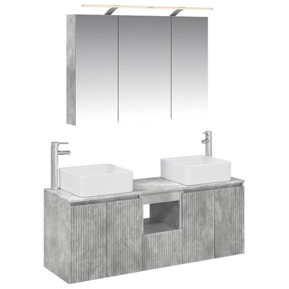 vidaXL Bathroom Cabinet Set 4 pcs Concrete Grey 100 x 14.5 x 70 cm