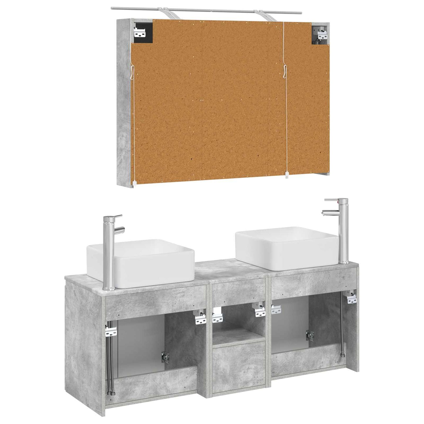 vidaXL Bathroom Cabinet Set 4 pcs Concrete Grey 100 x 14.5 x 70 cm