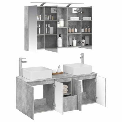 vidaXL Bathroom Cabinet Set 4 pcs Concrete Grey 100 x 14.5 x 70 cm