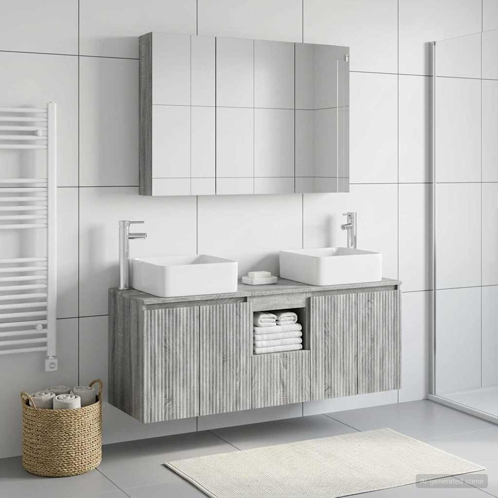 vidaXL Bathroom Cabinet Set 4 pcs Grey Sonoma Engineered Wood