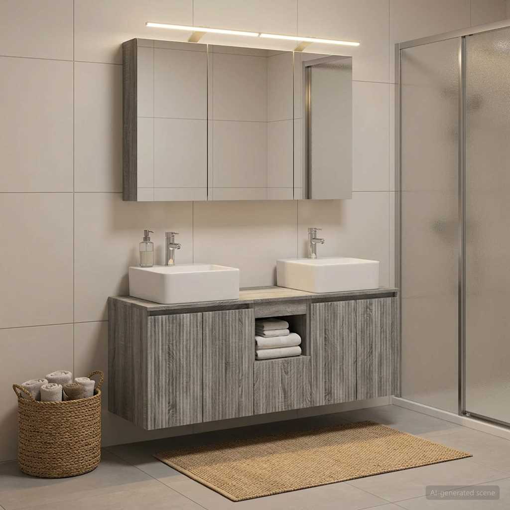 vidaXL Bathroom Cabinet Set 4 pcs Grey Sonoma Engineered Wood