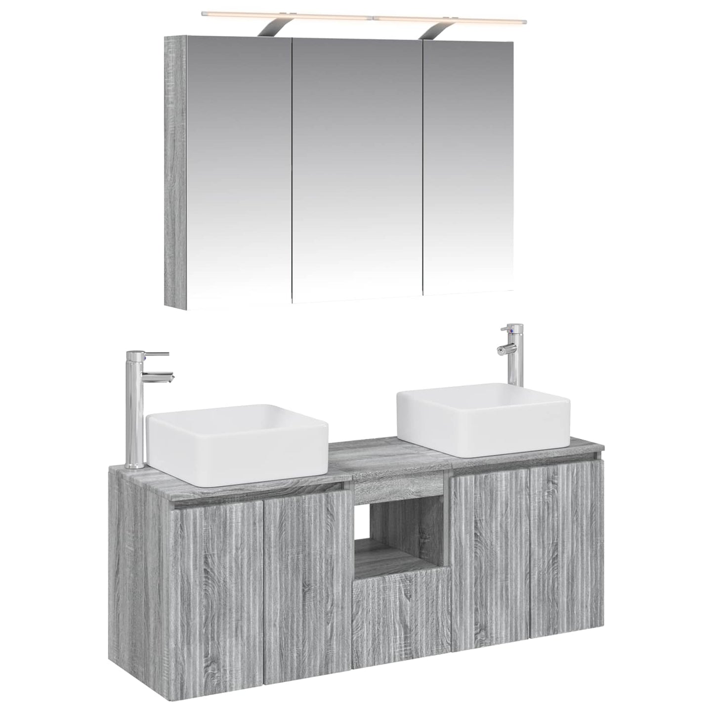 vidaXL Bathroom Cabinet Set 4 pcs Grey Sonoma 100 x 14.5 x 70 cm