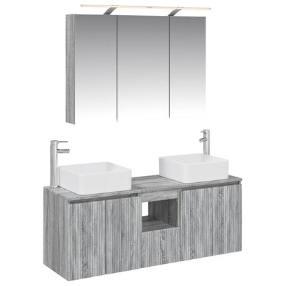 vidaXL Bathroom Cabinet Set 4 pcs Grey Sonoma 100 x 14.5 x 70 cm