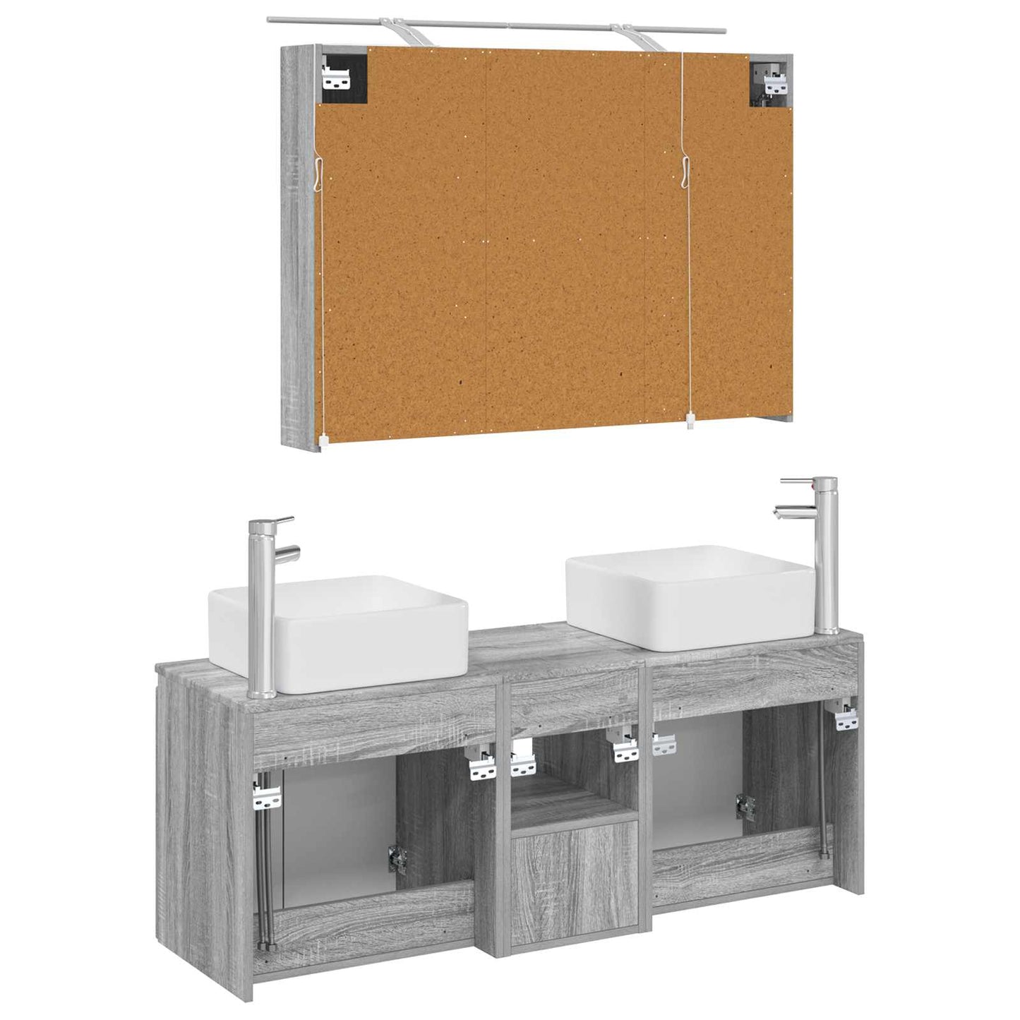 vidaXL Bathroom Cabinet Set 4 pcs Grey Sonoma 100 x 14.5 x 70 cm