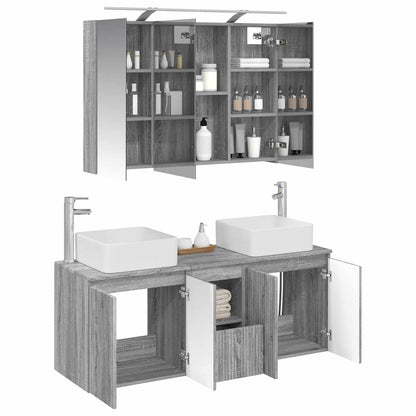 vidaXL Bathroom Cabinet Set 4 pcs Grey Sonoma 100 x 14.5 x 70 cm