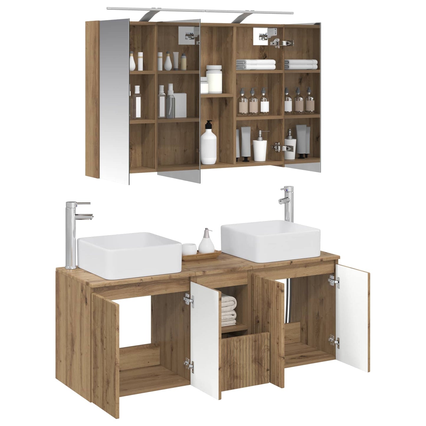 vidaXL Bathroom Cabinet Set 4 pcs Artisan Oak 100 x 14.5 x 70 cm