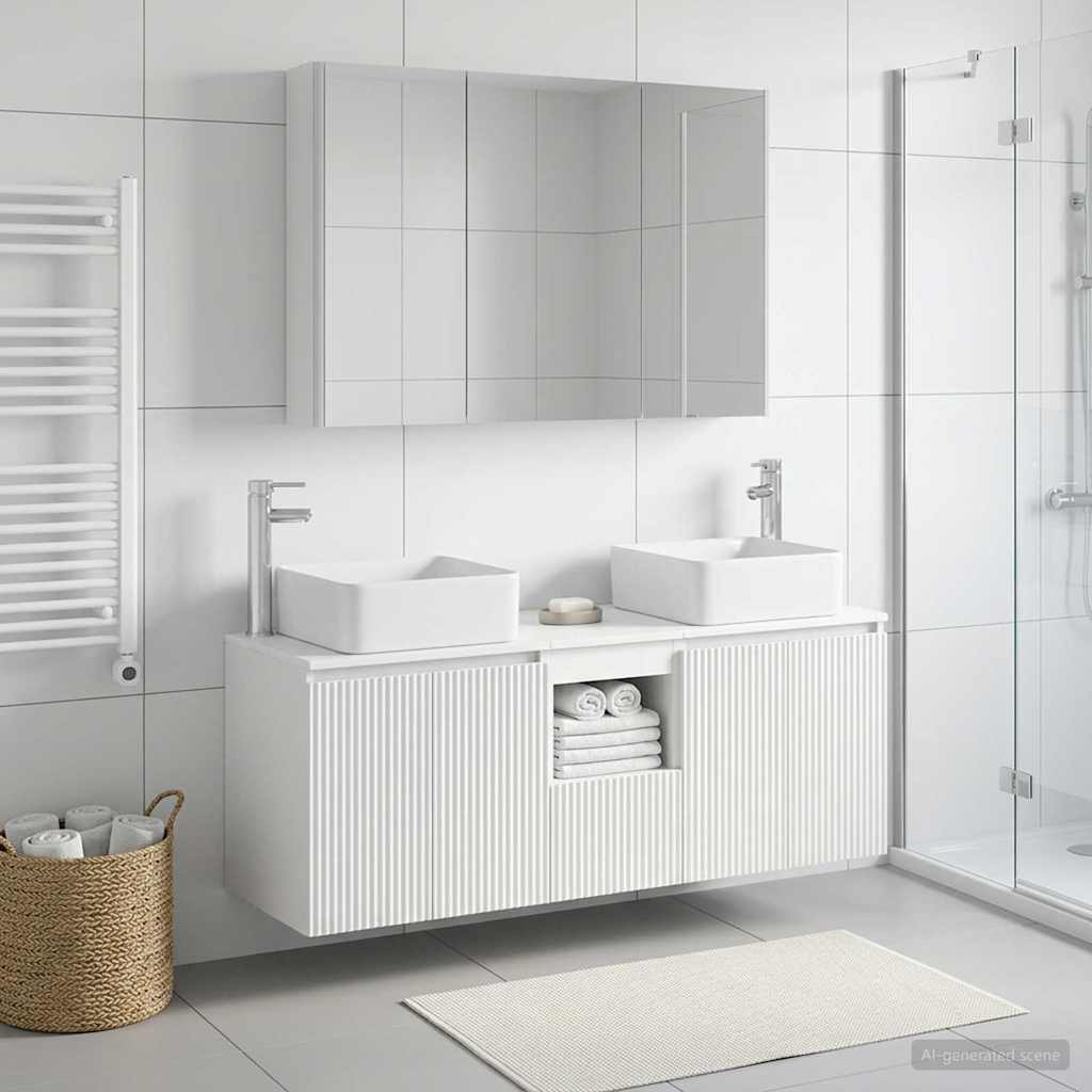 vidaXL Bathroom Cabinet Set 4 pcs White Engineered Wood