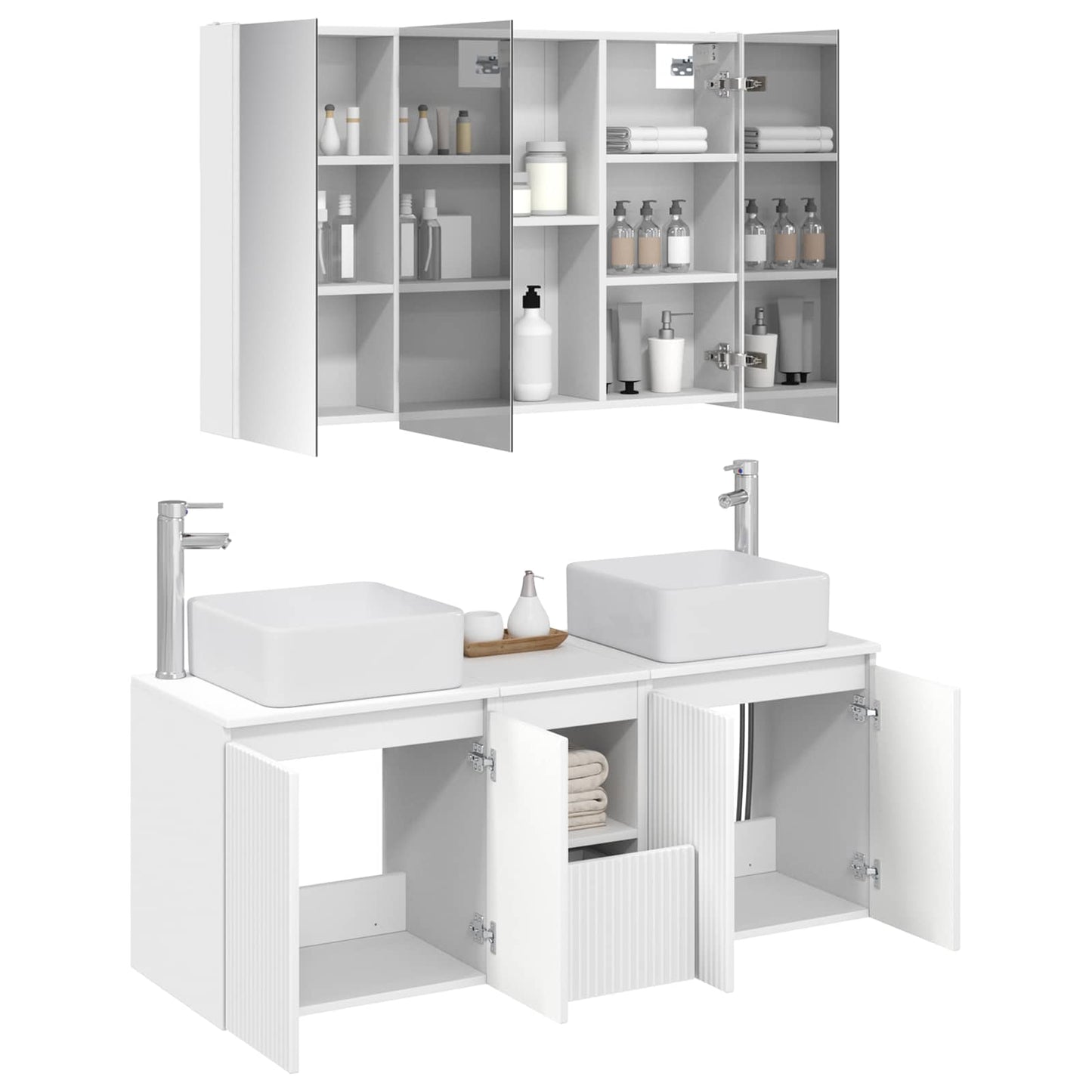 vidaXL Bathroom Cabinet Set 4 pcs White Engineered Wood