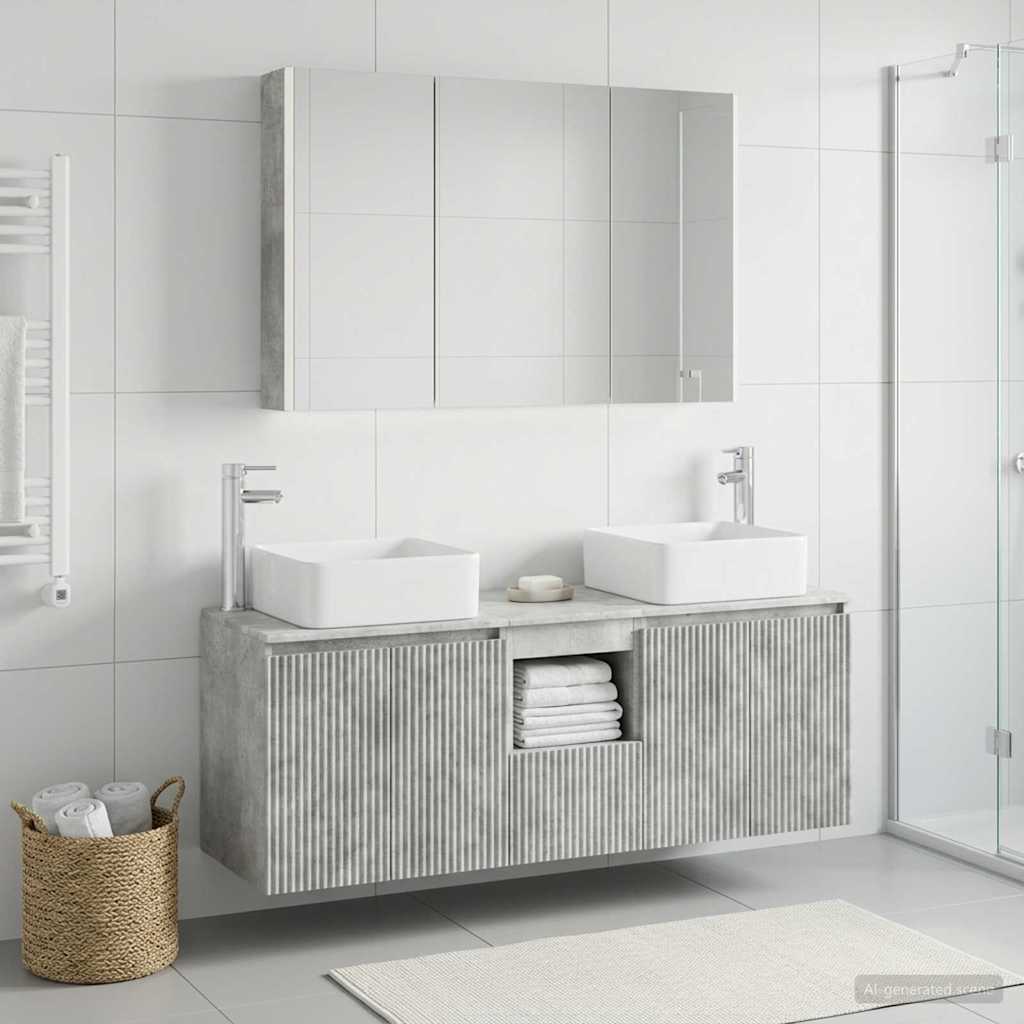 vidaXL Bathroom Cabinet Set 4 pcs Concrete Grey Engineered Wood