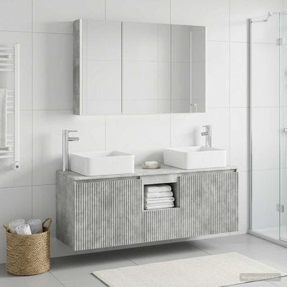 vidaXL Bathroom Cabinet Set 4 pcs Concrete Grey Engineered Wood