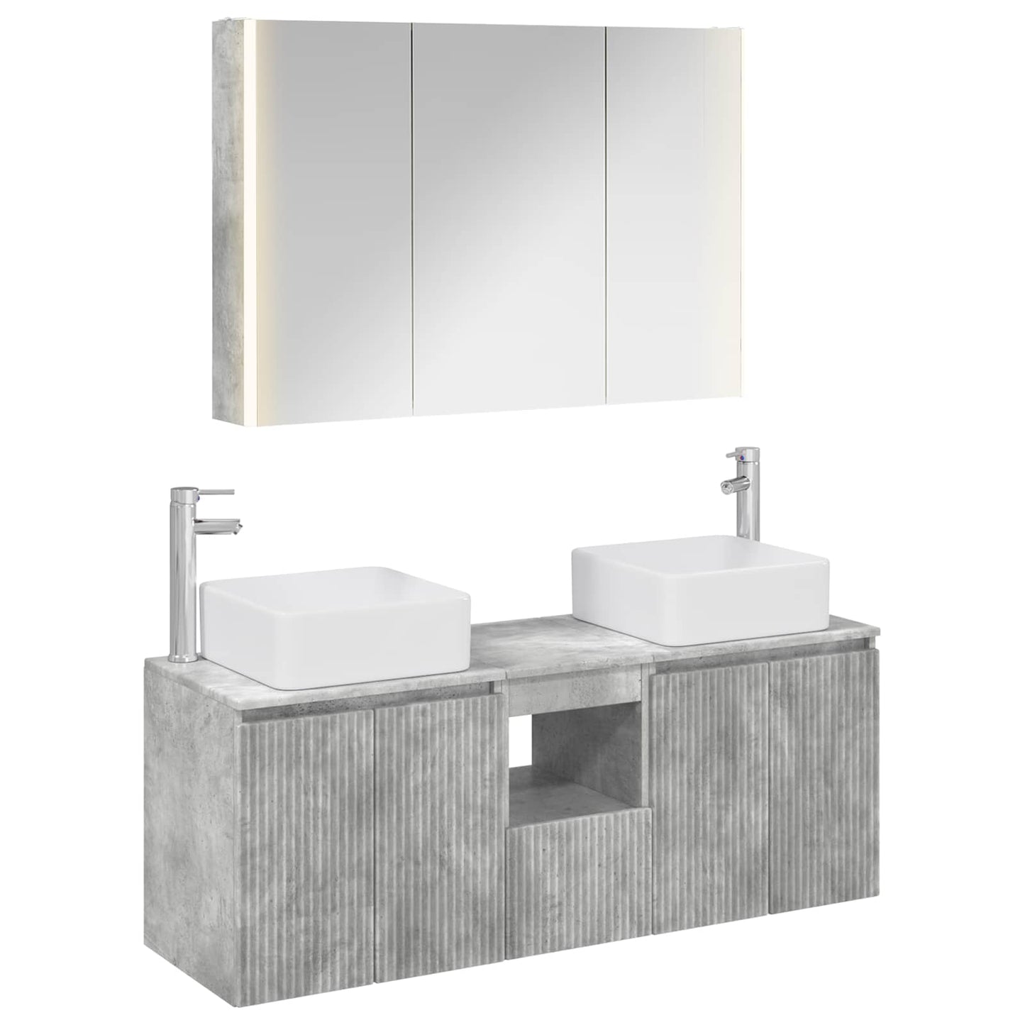 vidaXL Bathroom Cabinet Set 4 pcs Concrete Grey Engineered Wood