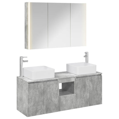 vidaXL Bathroom Cabinet Set 4 pcs Concrete Grey Engineered Wood