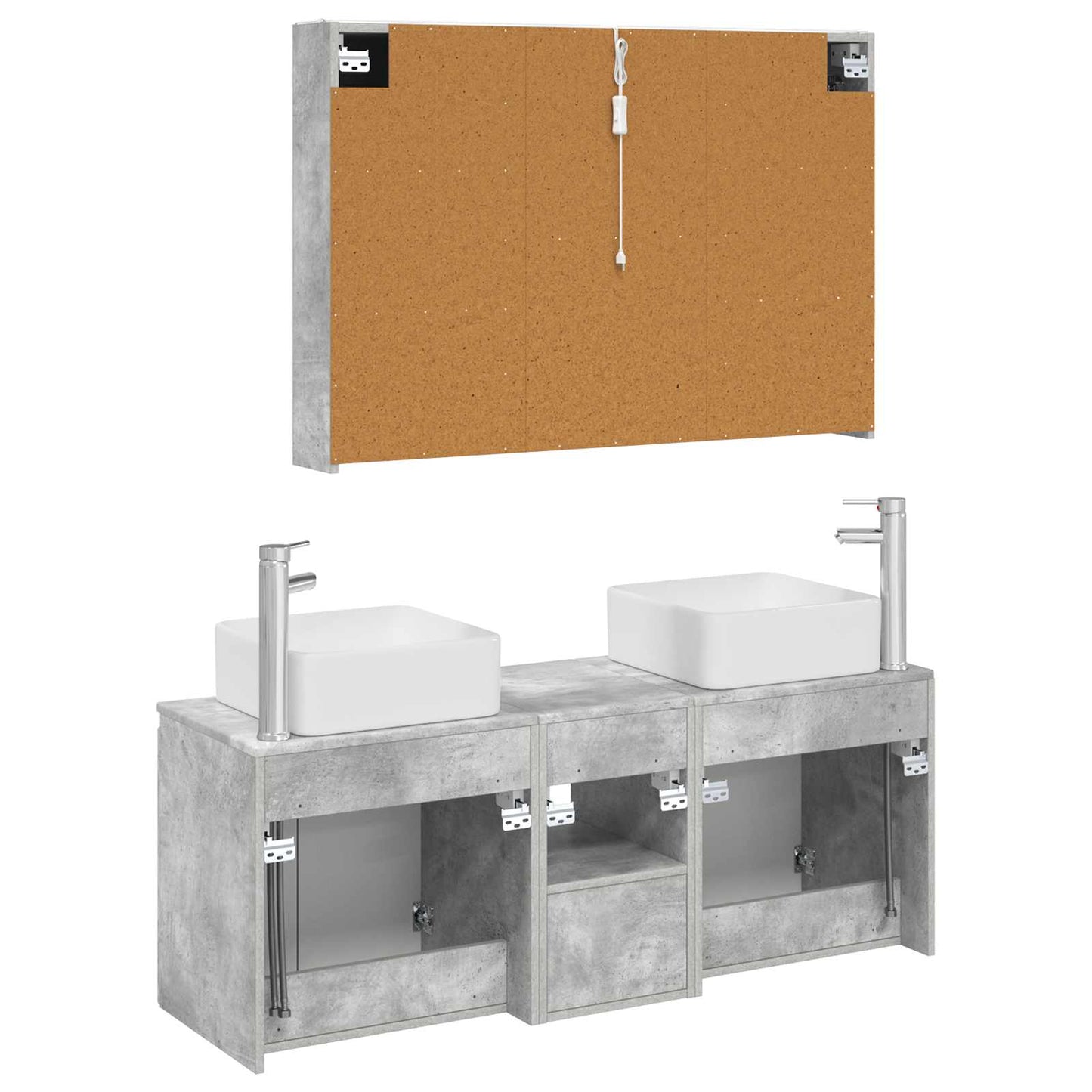 vidaXL Bathroom Cabinet Set 4 pcs Concrete Grey Engineered Wood