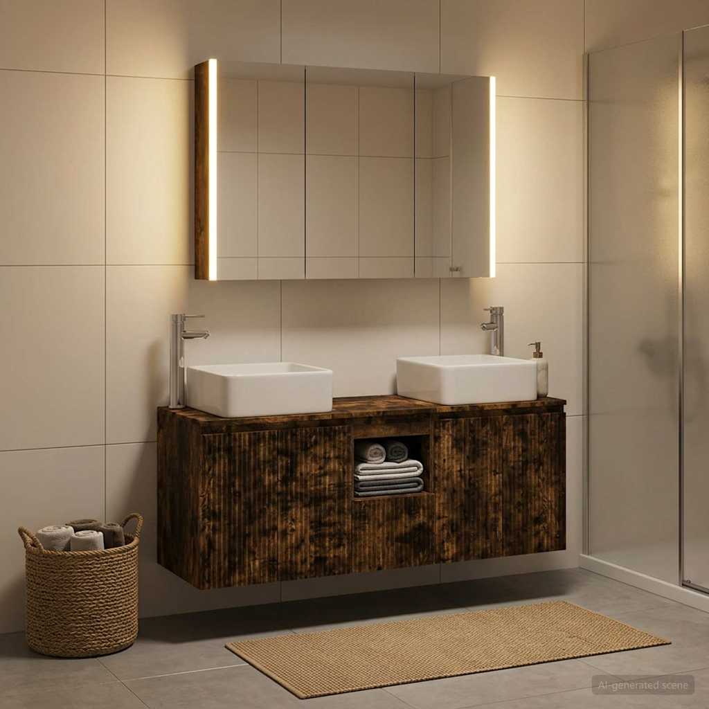vidaXL Bathroom Cabinet Set 4 pcs Smoked Oak Engineered Wood
