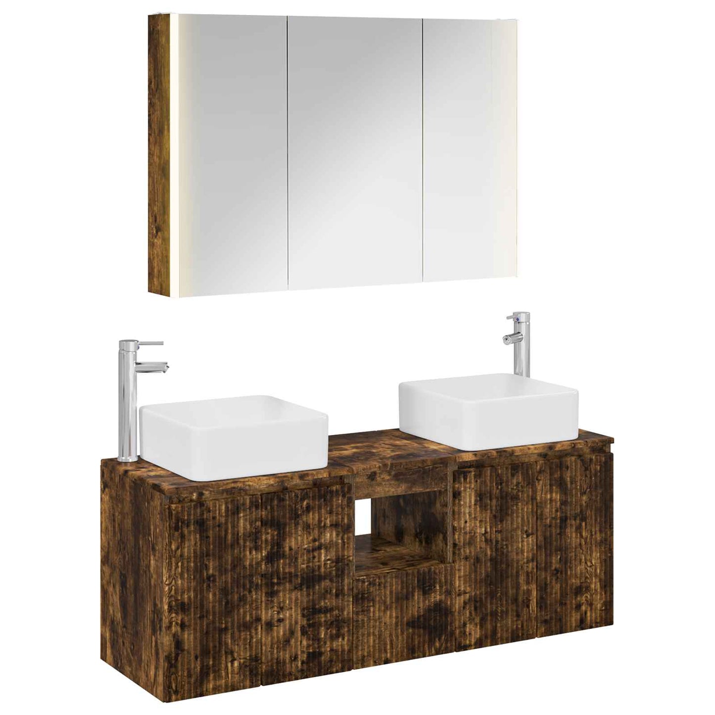 vidaXL Bathroom Cabinet Set 4 pcs Smoked Oak Engineered Wood