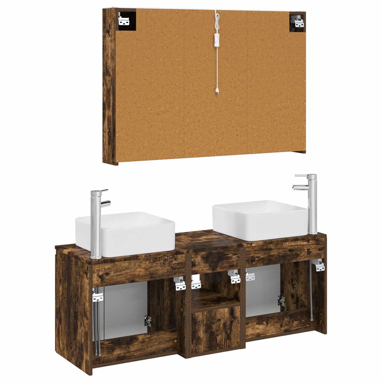vidaXL Bathroom Cabinet Set 4 pcs Smoked Oak Engineered Wood