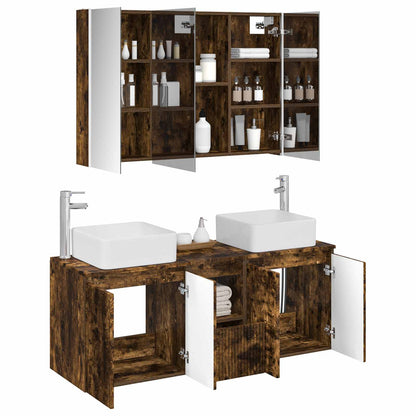 vidaXL Bathroom Cabinet Set 4 pcs Smoked Oak Engineered Wood