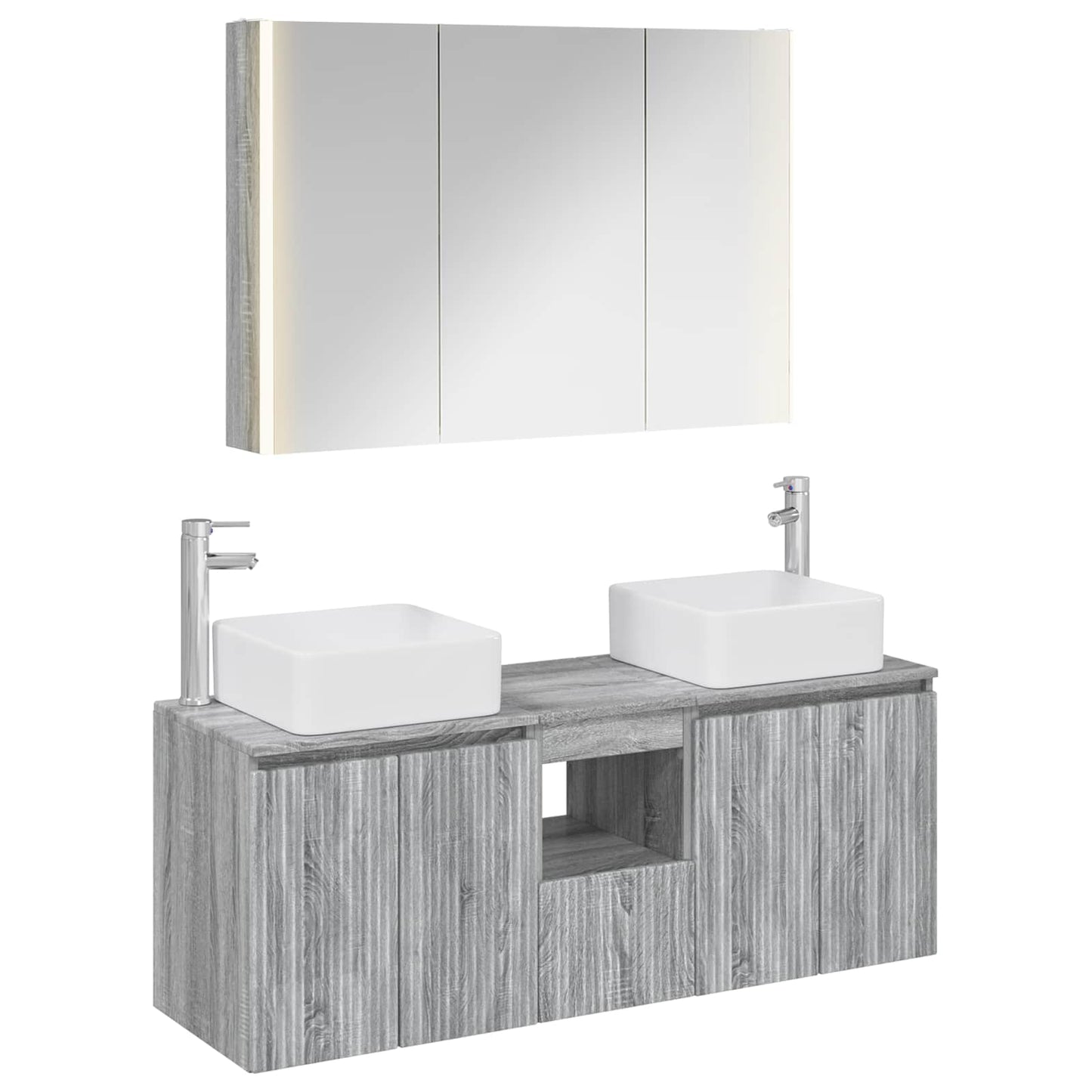 vidaXL Bathroom Cabinet Set 4 pcs Grey Sonoma Engineered Wood