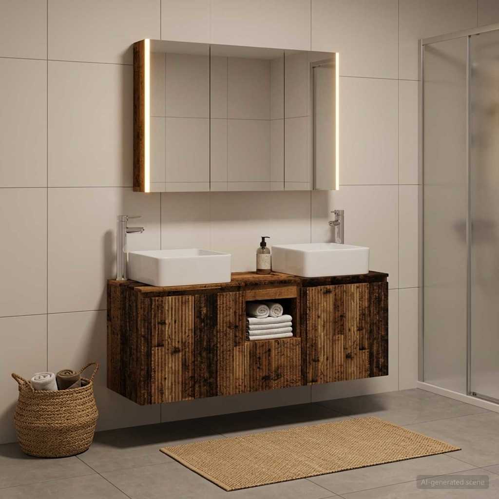 vidaXL Bathroom Cabinet Set 4 pcs Old Wood Engineered Wood