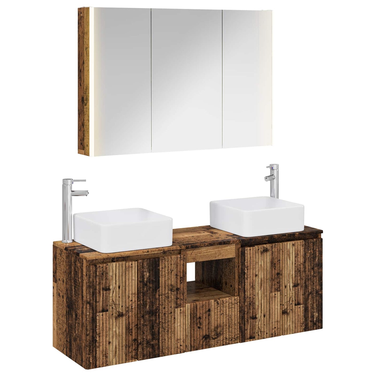 vidaXL Bathroom Cabinet Set 4 pcs Old Wood Engineered Wood