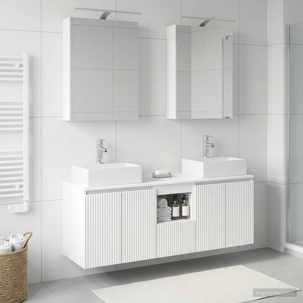 vidaXL Bathroom Cabinet Set 5 pcs White Engineered Wood