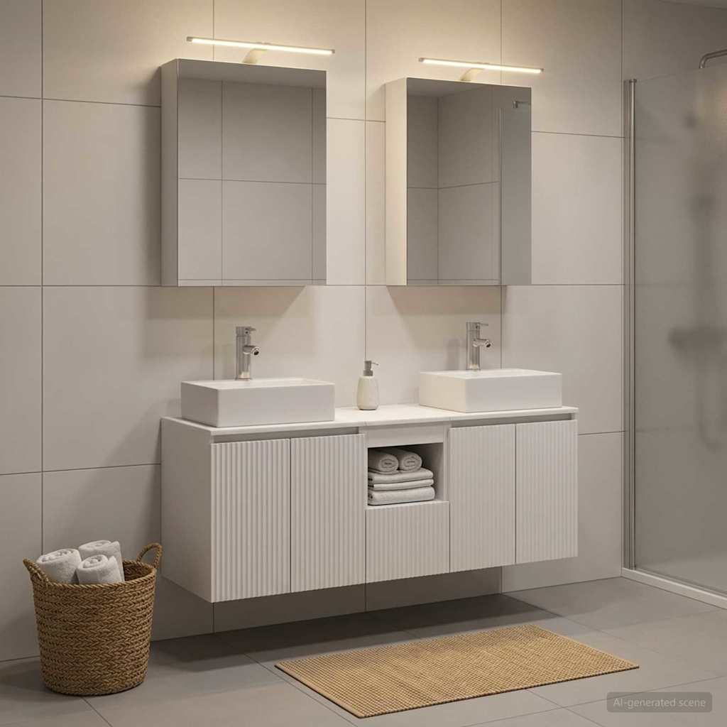 vidaXL Bathroom Cabinet Set 5 pcs White Engineered Wood