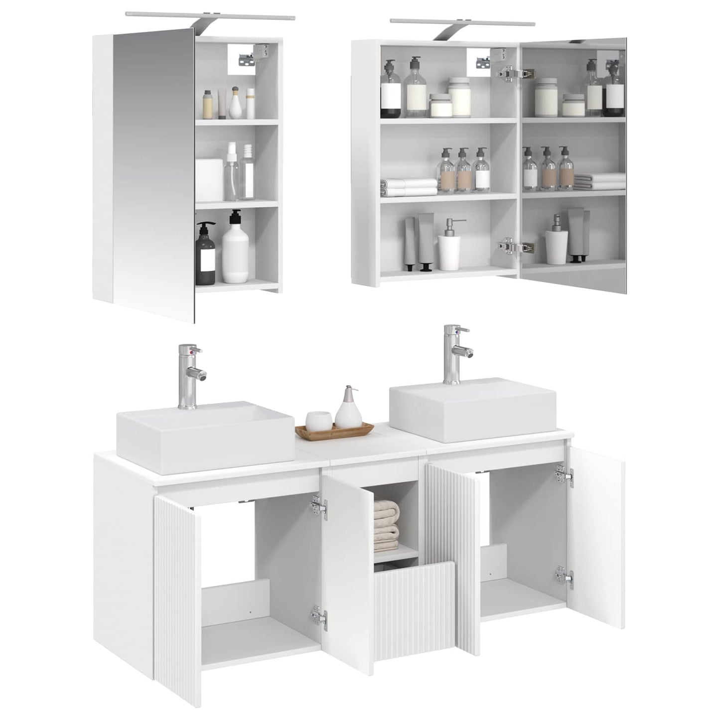 vidaXL Bathroom Cabinet Set 5 pcs White Engineered Wood
