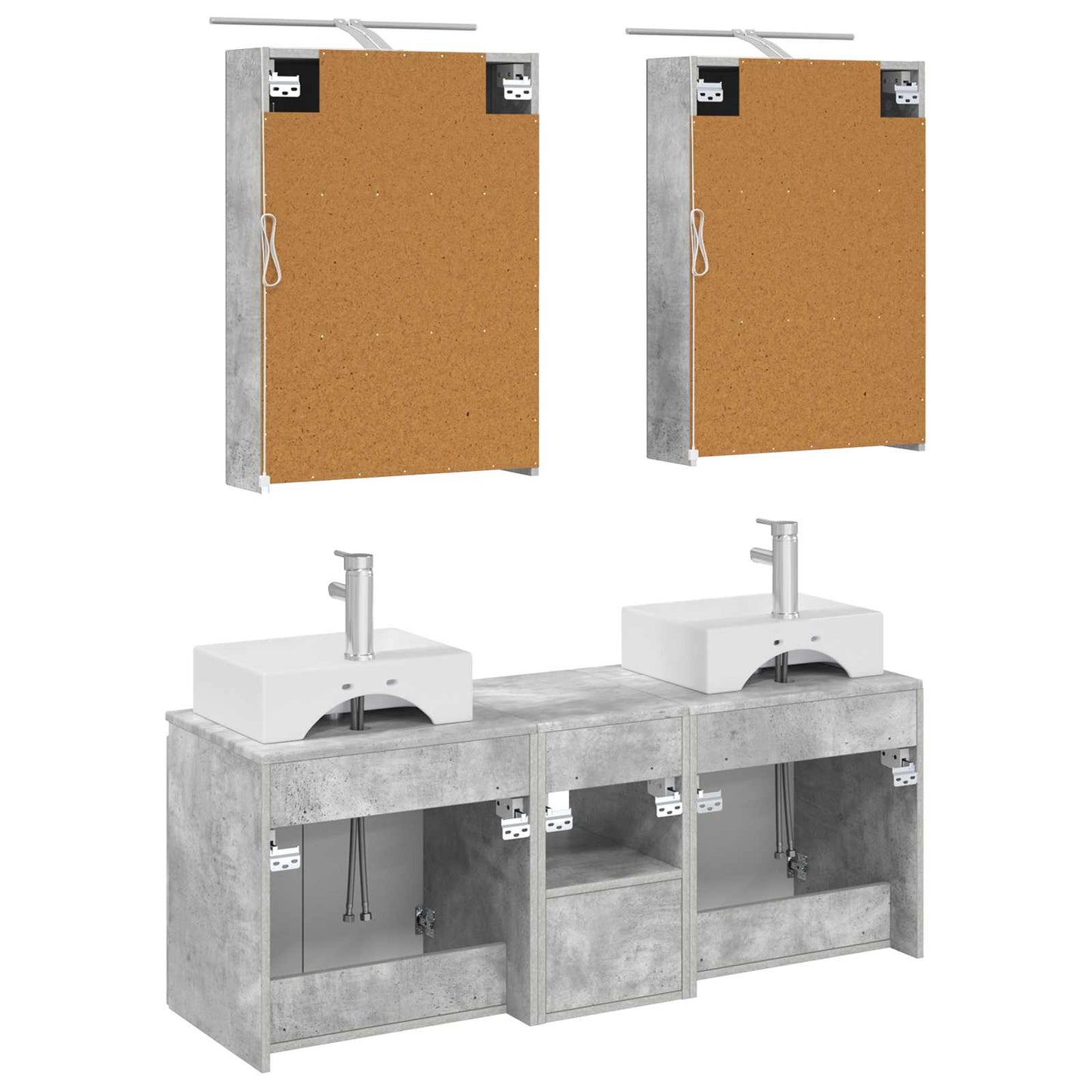 vidaXL Bathroom Cabinet Set 5 pcs Concrete Grey Engineered Wood
