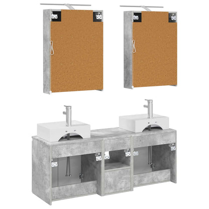 vidaXL Bathroom Cabinet Set 5 pcs Concrete Grey Engineered Wood