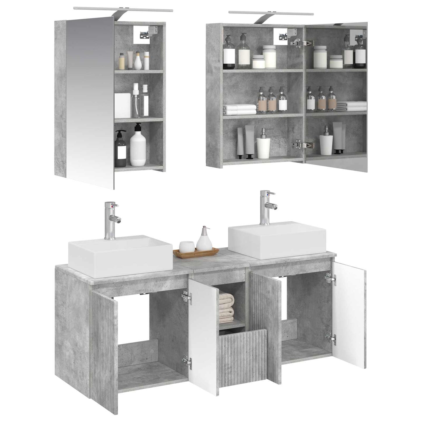 vidaXL Bathroom Cabinet Set 5 pcs Concrete Grey Engineered Wood