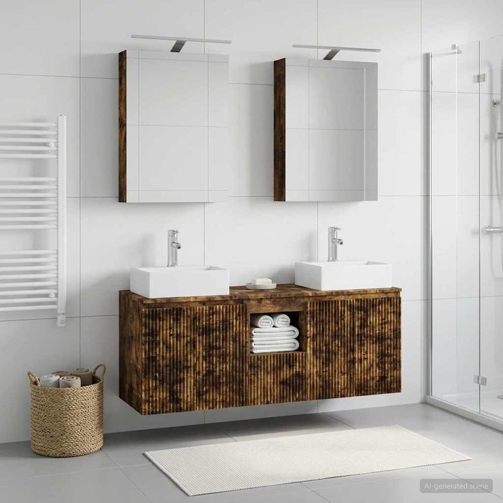 vidaXL Bathroom Cabinet Set 5 pcs Smoked Oak Engineered Wood