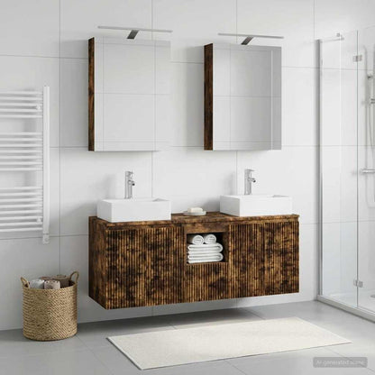 vidaXL Bathroom Cabinet Set 5 pcs Smoked Oak Engineered Wood