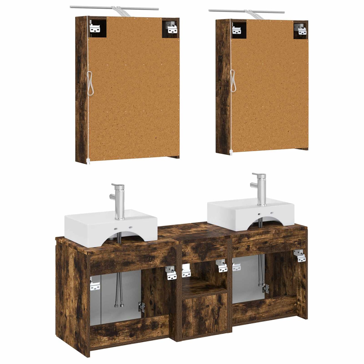 vidaXL Bathroom Cabinet Set 5 pcs Smoked Oak Engineered Wood
