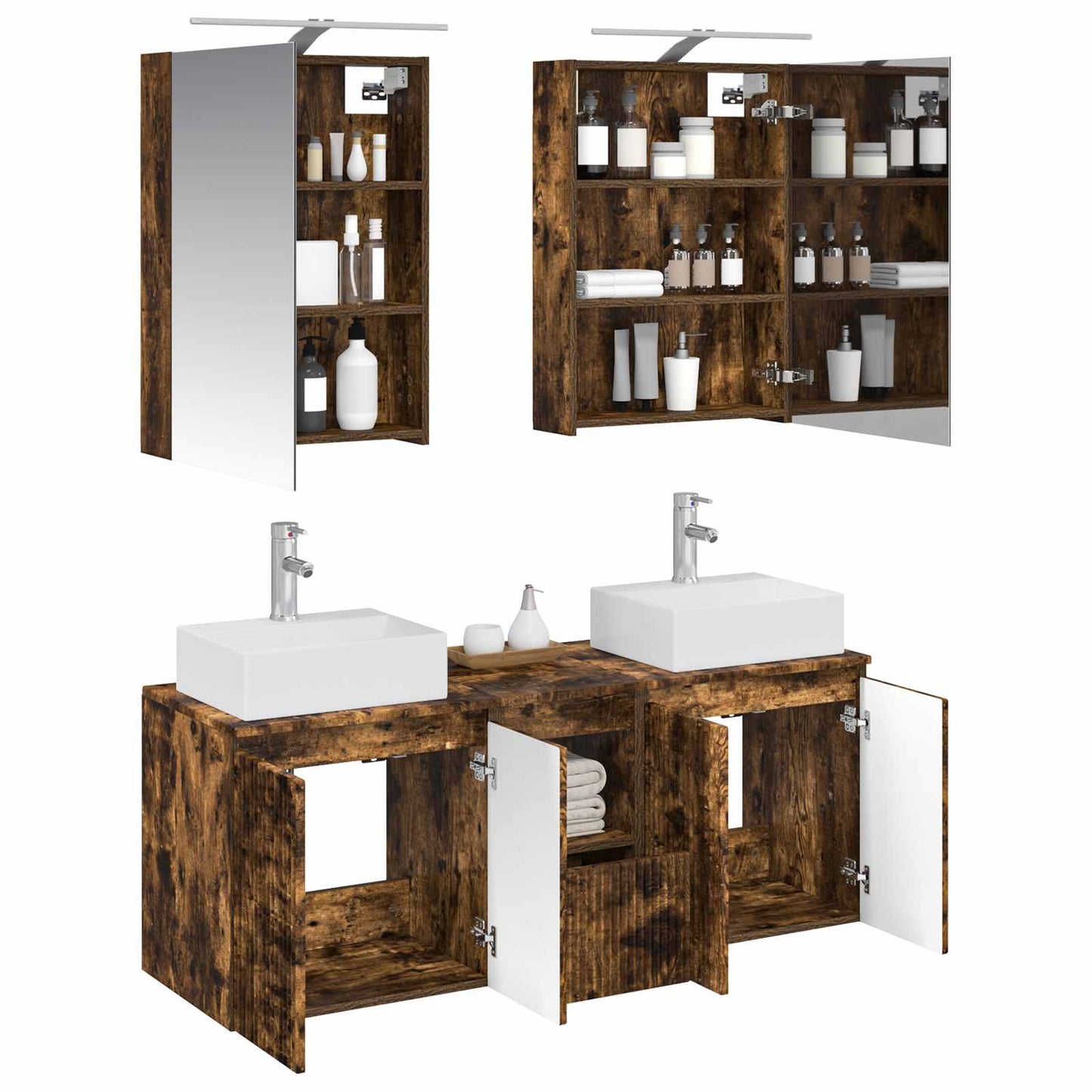 vidaXL Bathroom Cabinet Set 5 pcs Smoked Oak Engineered Wood