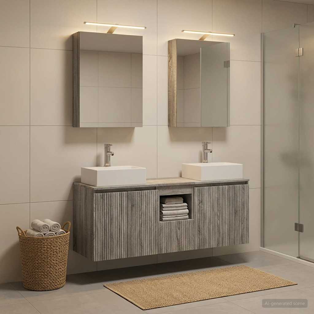 vidaXL Bathroom Cabinet Set 5 pcs Grey Sonoma Engineered Wood