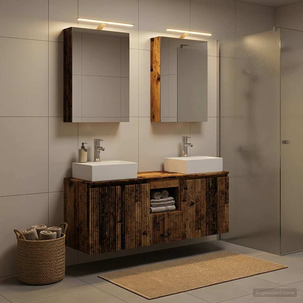 vidaXL Bathroom Cabinet Set 5 pcs Old Wood Engineered Wood