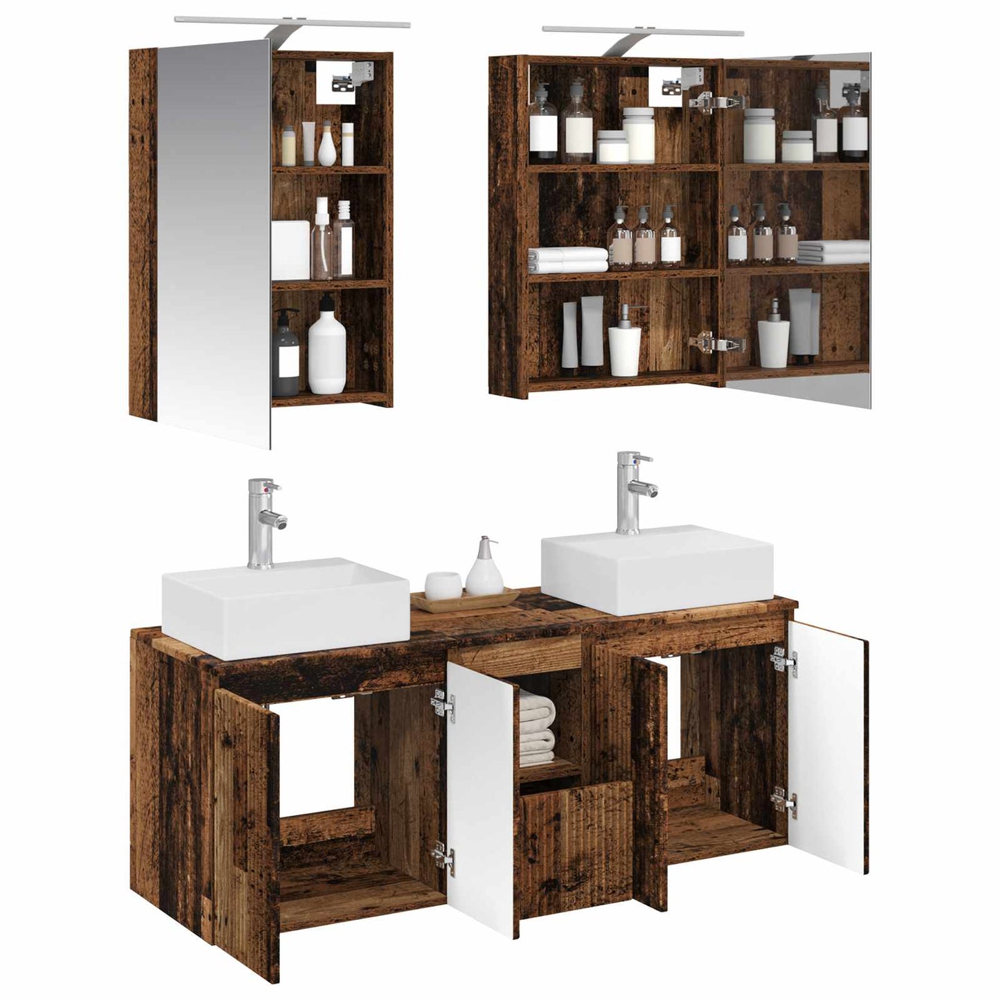 vidaXL Bathroom Cabinet Set 5 pcs Old Wood Engineered Wood