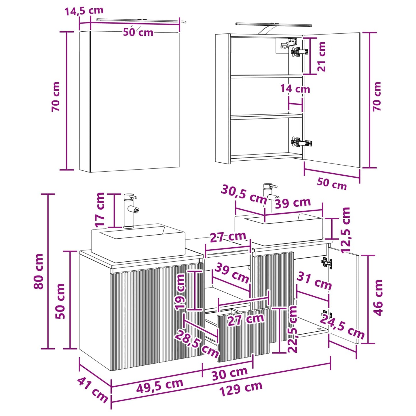 vidaXL Bathroom Cabinet Set 5 pcs Artisan Oak Engineered Wood