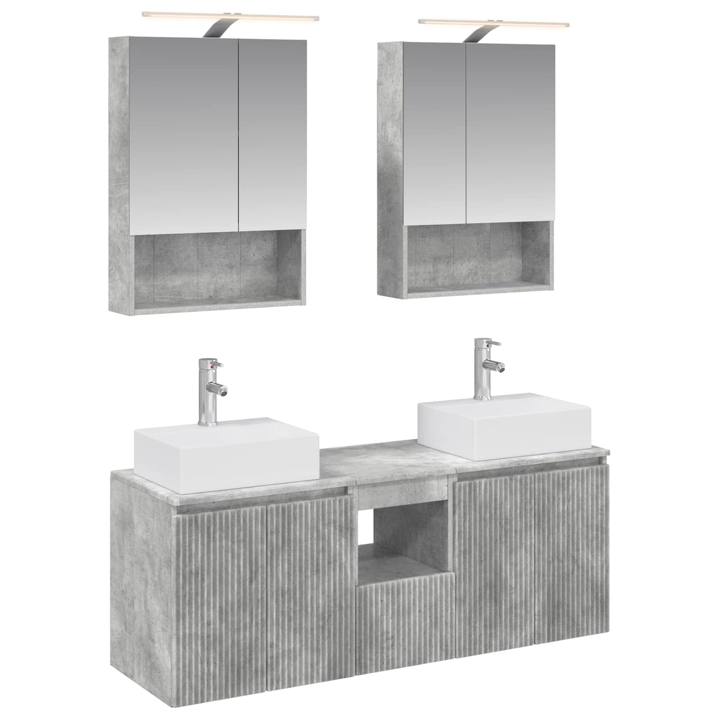 vidaXL Bathroom Cabinet Set 5 pcs Concrete Grey Engineered Wood