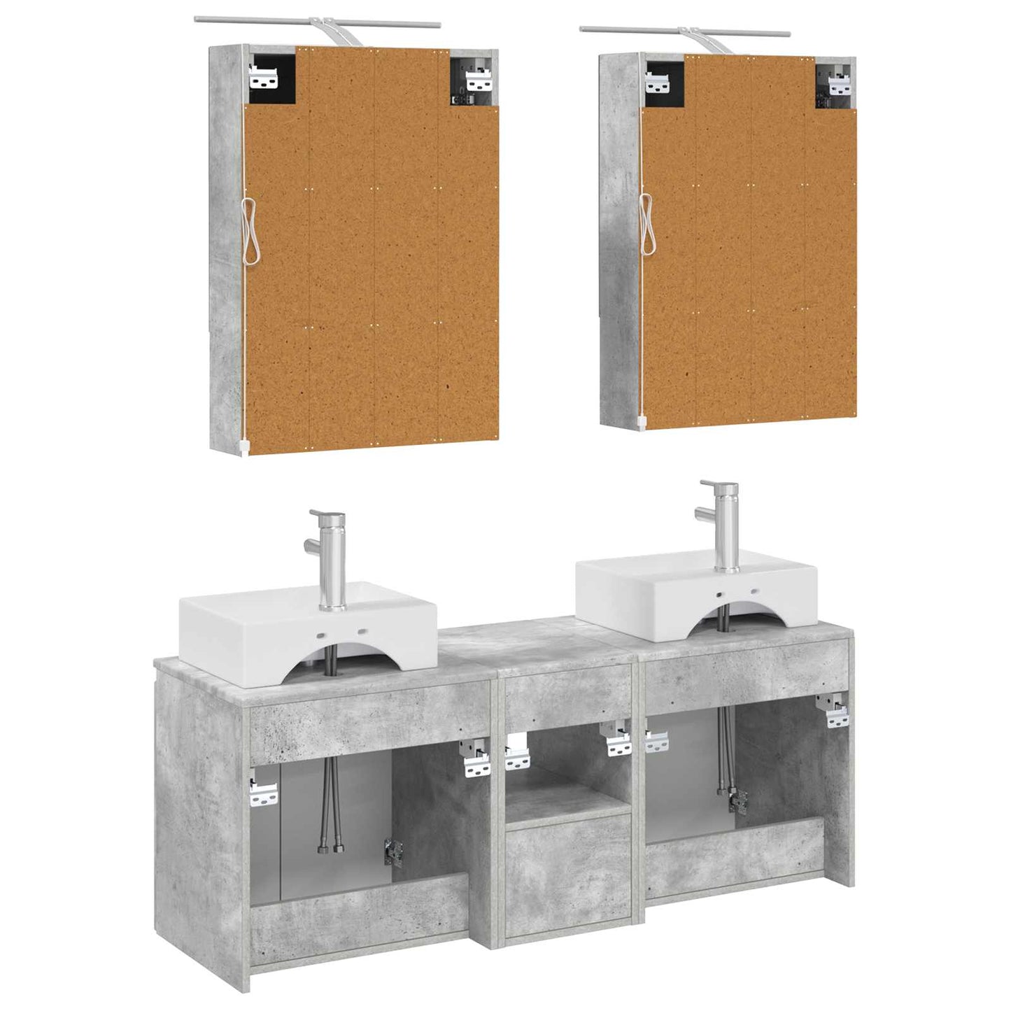 vidaXL Bathroom Cabinet Set 5 pcs Concrete Grey Engineered Wood